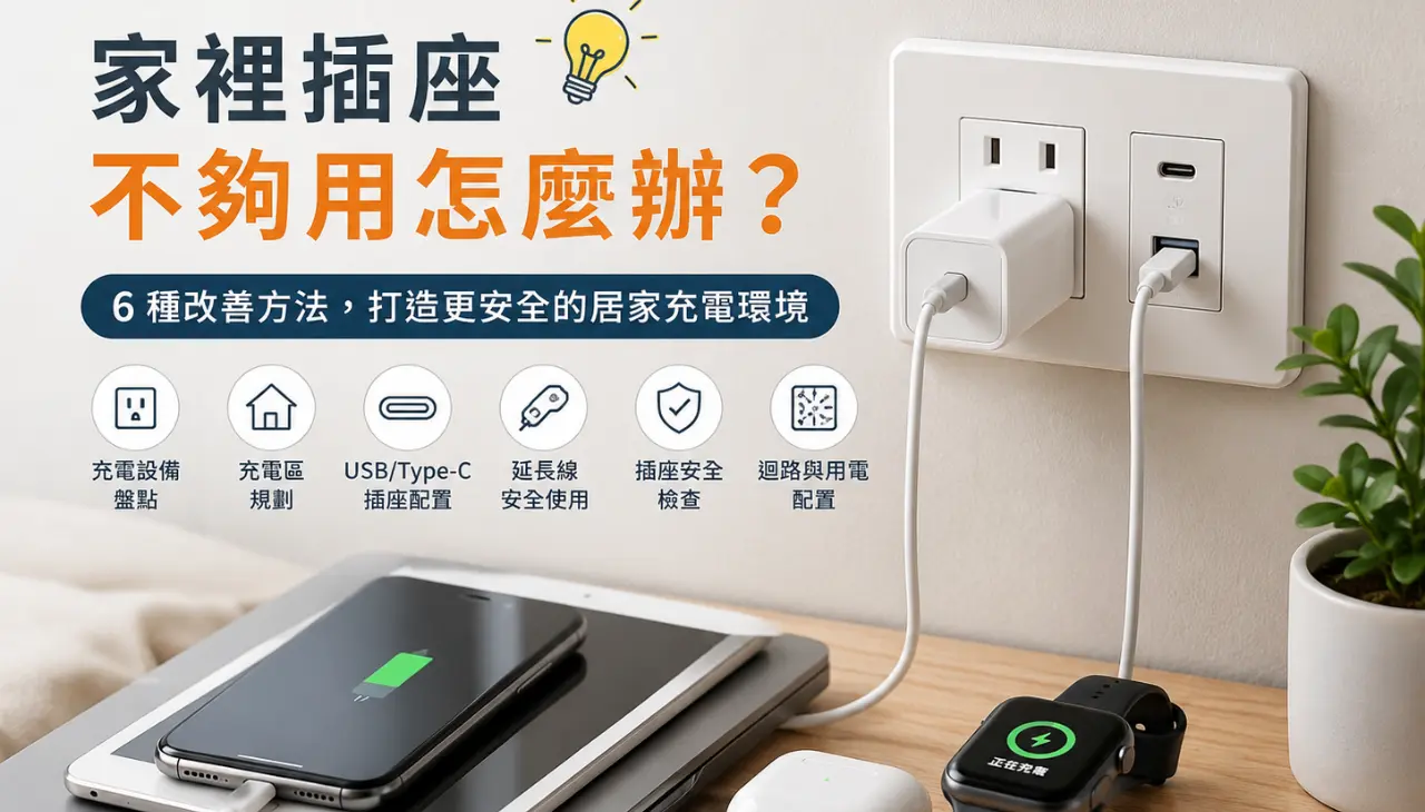 家裡插座不夠用怎麼辦?6 種改善充電設備與居家插座規劃方法